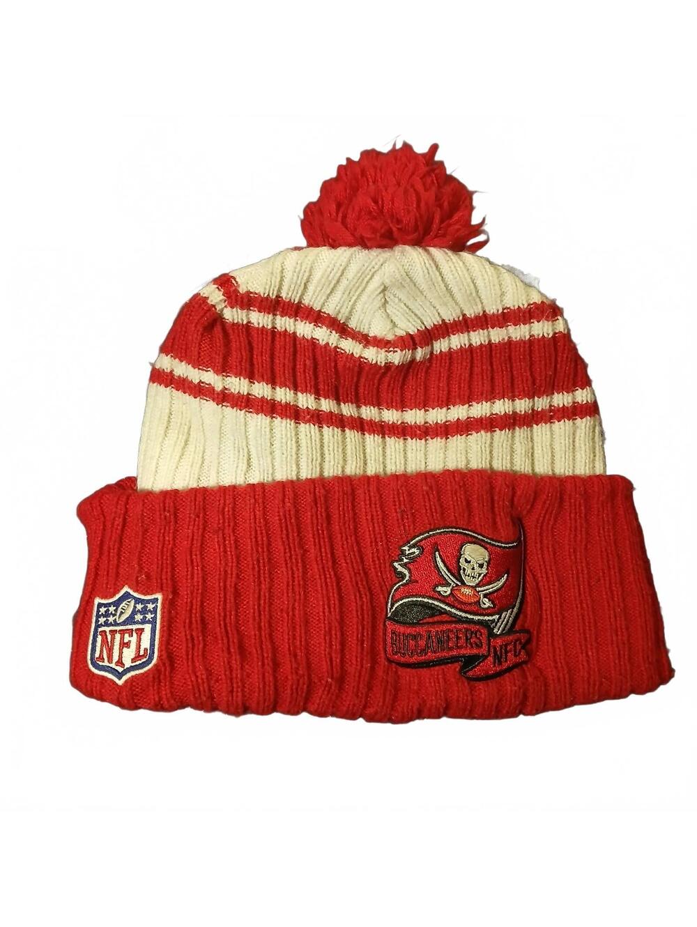 NFL Tampa Bay Buccaneers Knit Beanie Red White Pom One Size New Era